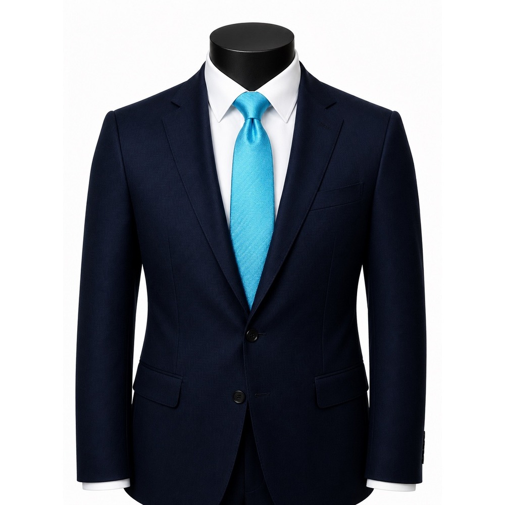 Elegance Men's Blue Herringbone‎ Neck Tie Chevron Pattern Classic Tie